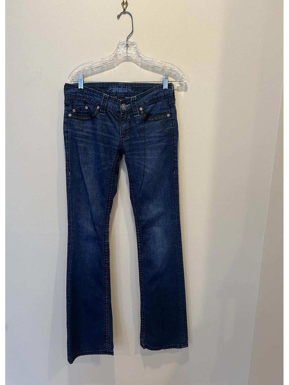 Sinful Blue Jeans Size 27 Semi-Flare Stretch Y2K Style